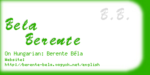 bela berente business card